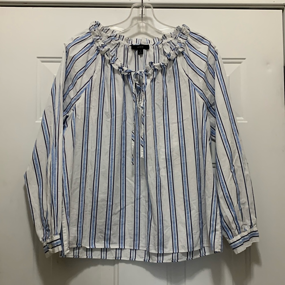 3/$15 J. Crew 100% cotton size small blue/white blouse